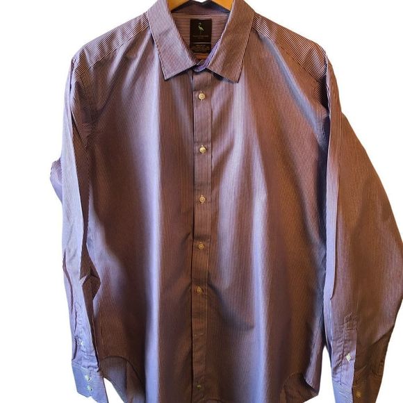 Tailorbyrd‎ Dress Shirt - Purple/White Stripe Size XL - Picture 3 of 10